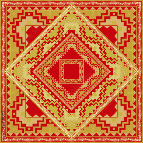 Silk scarf with apple blossom. Abstract seamless vector pattern with hand drawn floral elements. 
