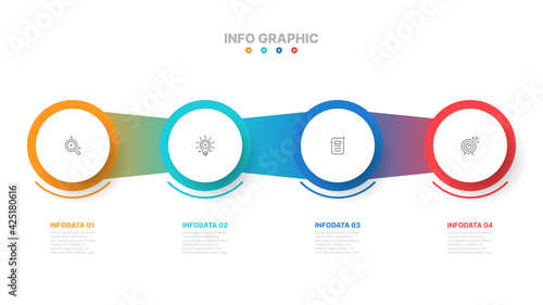 Business process infographic design template. Timeline with 4 steps, options and marketing icons. Vector illustration.