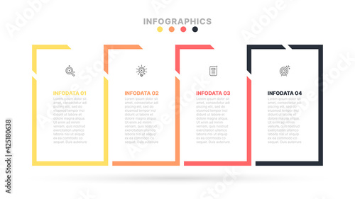Business infographic template. Timeline with 4 option or steps. Vector illustration. Can be used for workflow diagram, chart, graph, presentation, web design. 