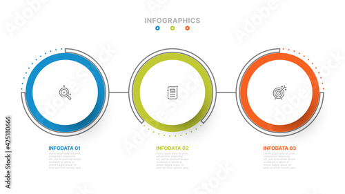 Presentation business infographic template with 3 options, linear, marketing icons. Vector illustration. Can be used for workflow layout, diagram, annual report, chart, web design. 