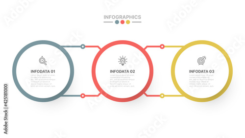 Vector infographic design template with circles label. Business concept with 3 options or steps.