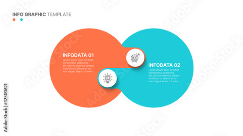 Vector infographic design template with circles connection and marketing icons. Business concept with 2 options.