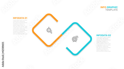 Vector infographic design template. Business concept with 2 options, steps, process. Can be used for workflow diagram, report, presentation. 