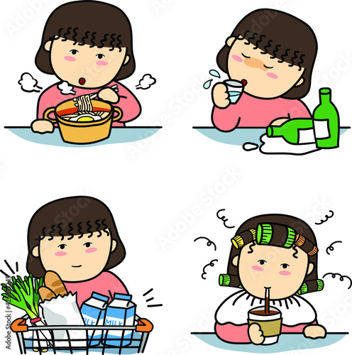 일상에서 흔희 볼수 있는 상황을 디자인한 백처 일러스트입니다.