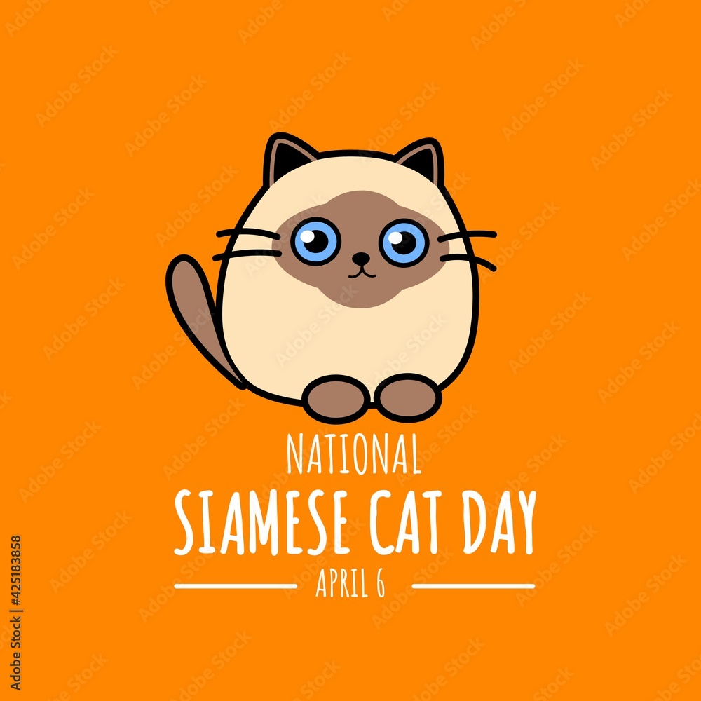 Illustration of a cute and adorable Siamese cat, as a banner, print, poster or template for the National Siamese Cat Day. Illustration of a cute and adorable Siamese cat, as a banner, print, poster or template for the National Siamese Cat Day.