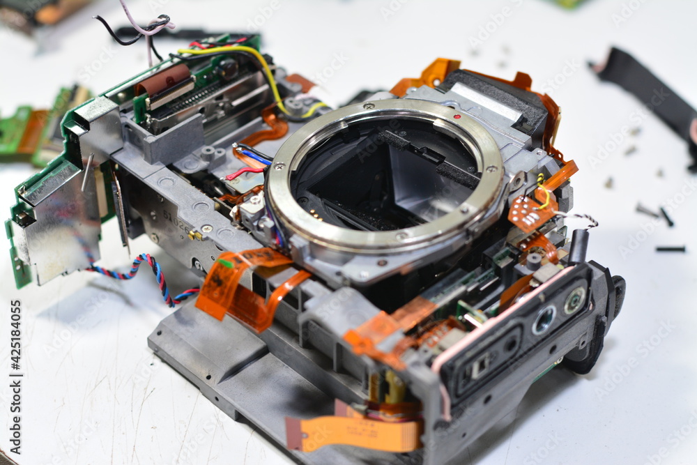 Inside a digital camera that has been removed Inside a digital camera that has been removed