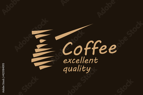 Drawn vector logo for making coffee on a dark background