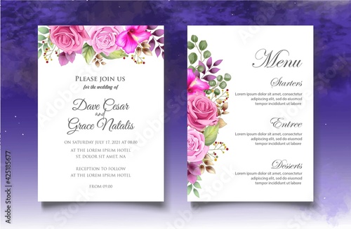 Watercolor Floral Wedding Invitation Card Set