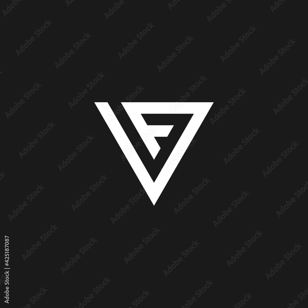 Creative Illustration of modern triangle letter VF Creative Illustration of modern triangle letter VF
