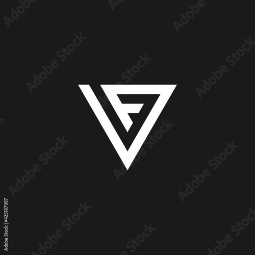 Creative Illustration of modern triangle letter VF