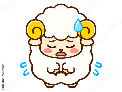 謝る羊のイラスト素材