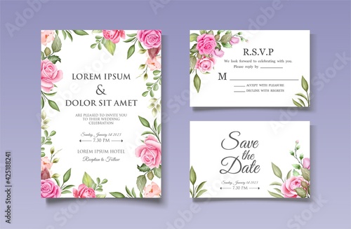 Watercolor Floral Wedding Invitation Card Set