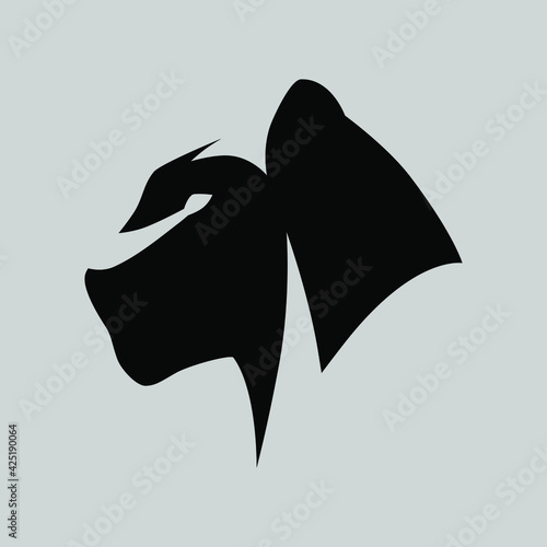 Black panther portrait side view symbol on gray backdrop. Design element