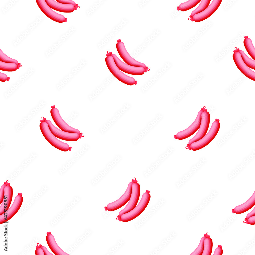 Seamless Pattern Abstract Elements Sausage Butcher Vector Design Style Background Illustration