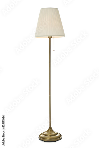 Stylish elegant floor lamp isolated on white