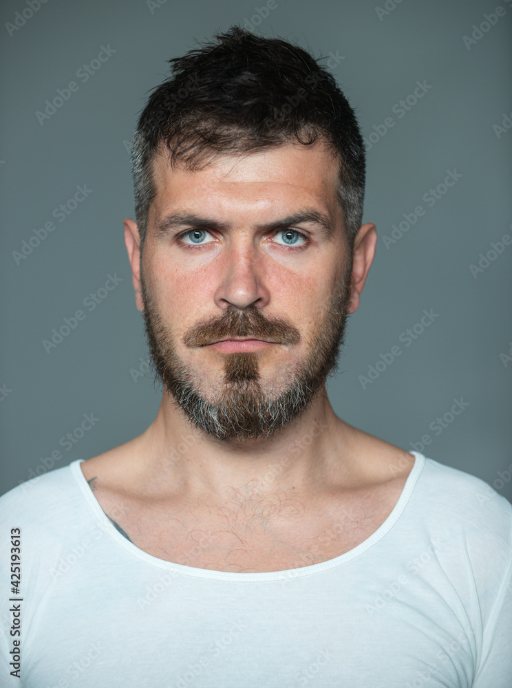 Portrait of serious man. Man portrait. Bearded guy. Human expression emotion concept. Portrait of serious man. Man portrait. Bearded guy. Human expression emotion concept.
