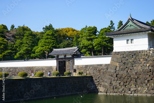 Tokyo, Japan - March 2021: Sakurada gate (Sakurada-mon) at Imperial palace in Tokyo, Japan - 桜田門 皇居 外濠 photo