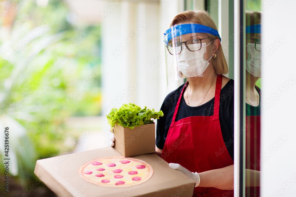 Pizza delivery in lockdown. Take away food. Pizza delivery in lockdown. Take away food.