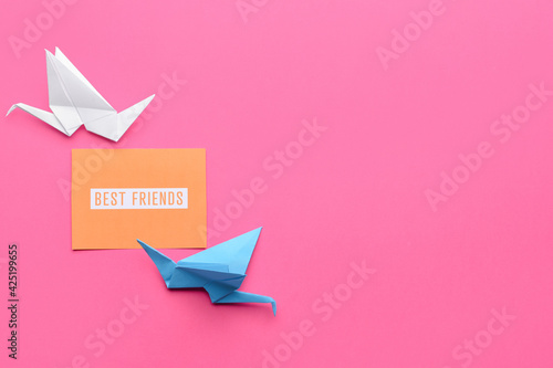 Origami cranes and greeting...