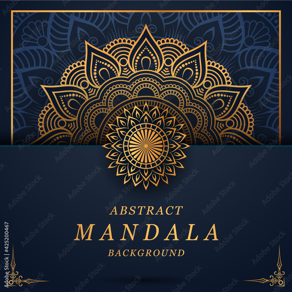 Luxury mandala with arabesque pattern style background. Decorative golden mandala design for cards, cover, print, poster, invitation, brochure, banner Luxury mandala with arabesque pattern style background. Decorative golden mandala design for cards, cover, print, poster, invitation, brochure, banner