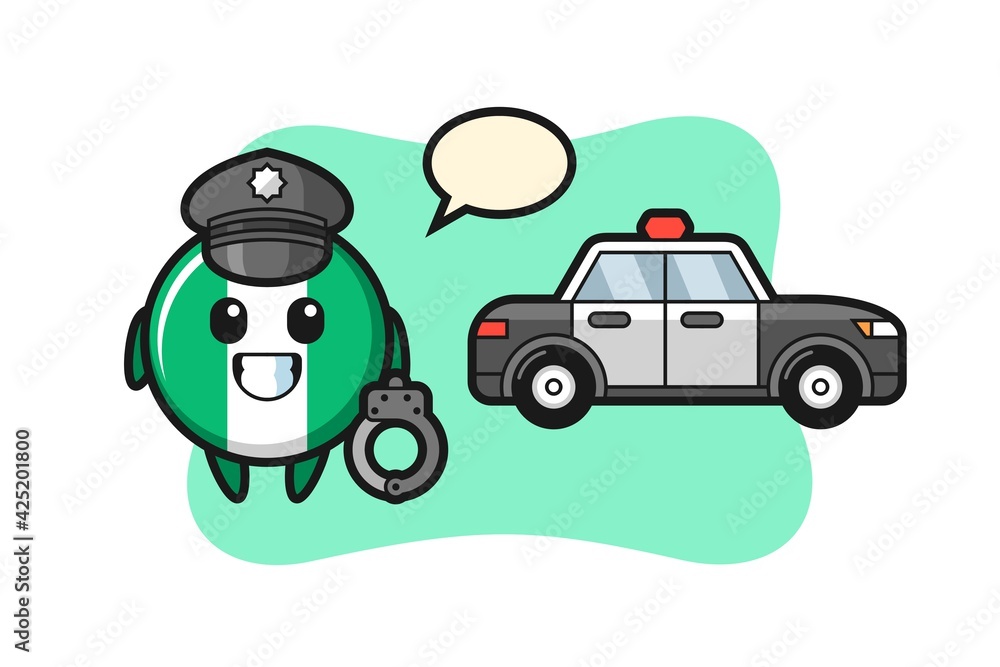 Cartoon mascot of nigeria flag badge as a police Cartoon mascot of nigeria flag badge as a police