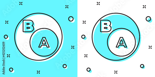 Black line Subsets, mathematics, a is subset of b icon isolated on green and white background. Random dynamic shapes. Vector
