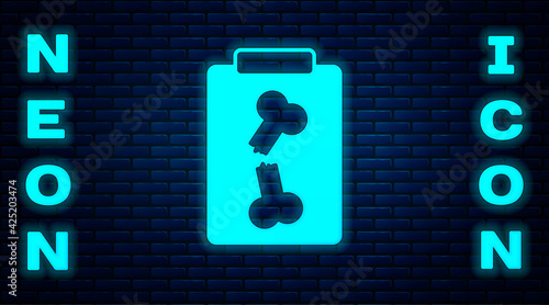 Glowing neon X-ray shots icon isolated on brick wall background. Vector