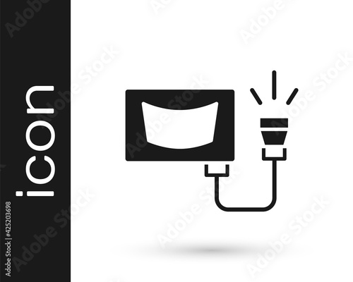 Black Ultrasound icon isolated on white background. Medical equipment. Vector