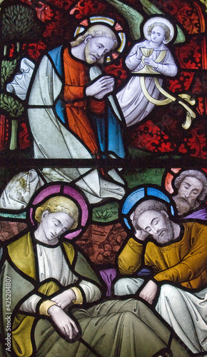 Sleeping saints stained glass window