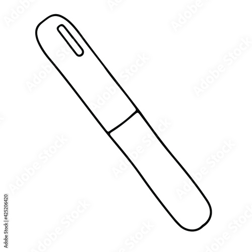 Nail file Hand-drawn doodles. Hand and nail care. Vector illustration isolated on white background.