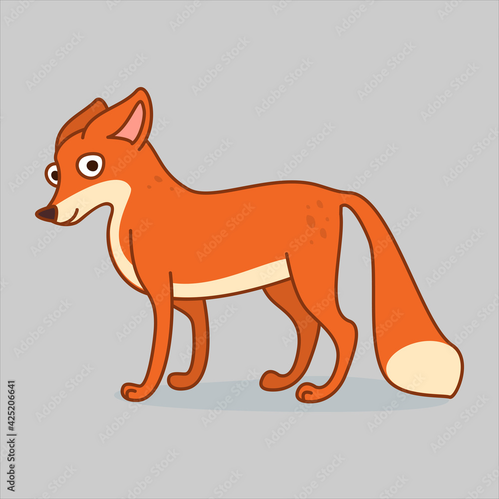 Cartoon fox character in flat style. Cartoon fox character in flat style.
