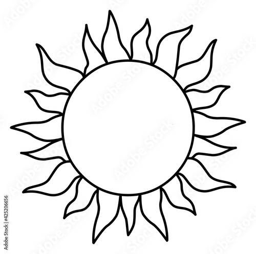 Sun line drawing logo vector illustration