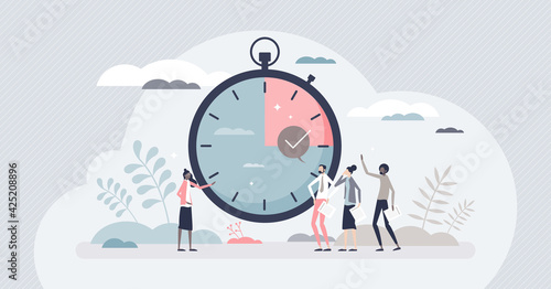 Timebox time interval for precise project management tiny person concept. Clock deadline as colored deadline watch vector illustration. Work planning method for accurate and fast tasks completion.