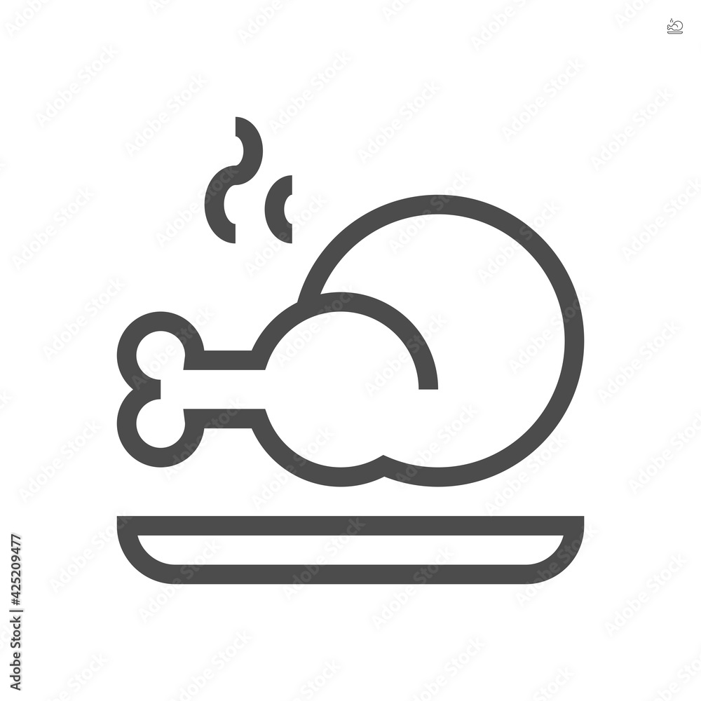 Barbecue (bbq) whole chicken grill vector icon. That food or poultry menu consist of hot meat and smoke on dish plate to baked, cooked or roasted from oven in kitchen for eat, meal or dinner. 48x48 px Barbecue (bbq) whole chicken grill vector icon. That food or poultry menu consist of hot meat and smoke on dish plate to baked, cooked or roasted from oven in kitchen for eat, meal or dinner. 48x48 px