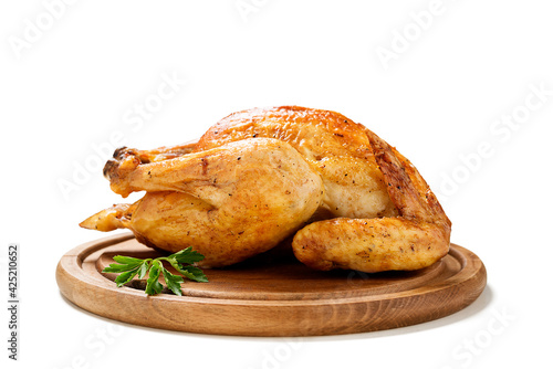 Konstfotografi Whole roasted chicken isolated on white background