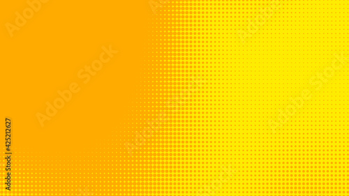 Dots halftone yellow orange color pattern gradient texture with technology digital background. Dots pop art comics with summer background.