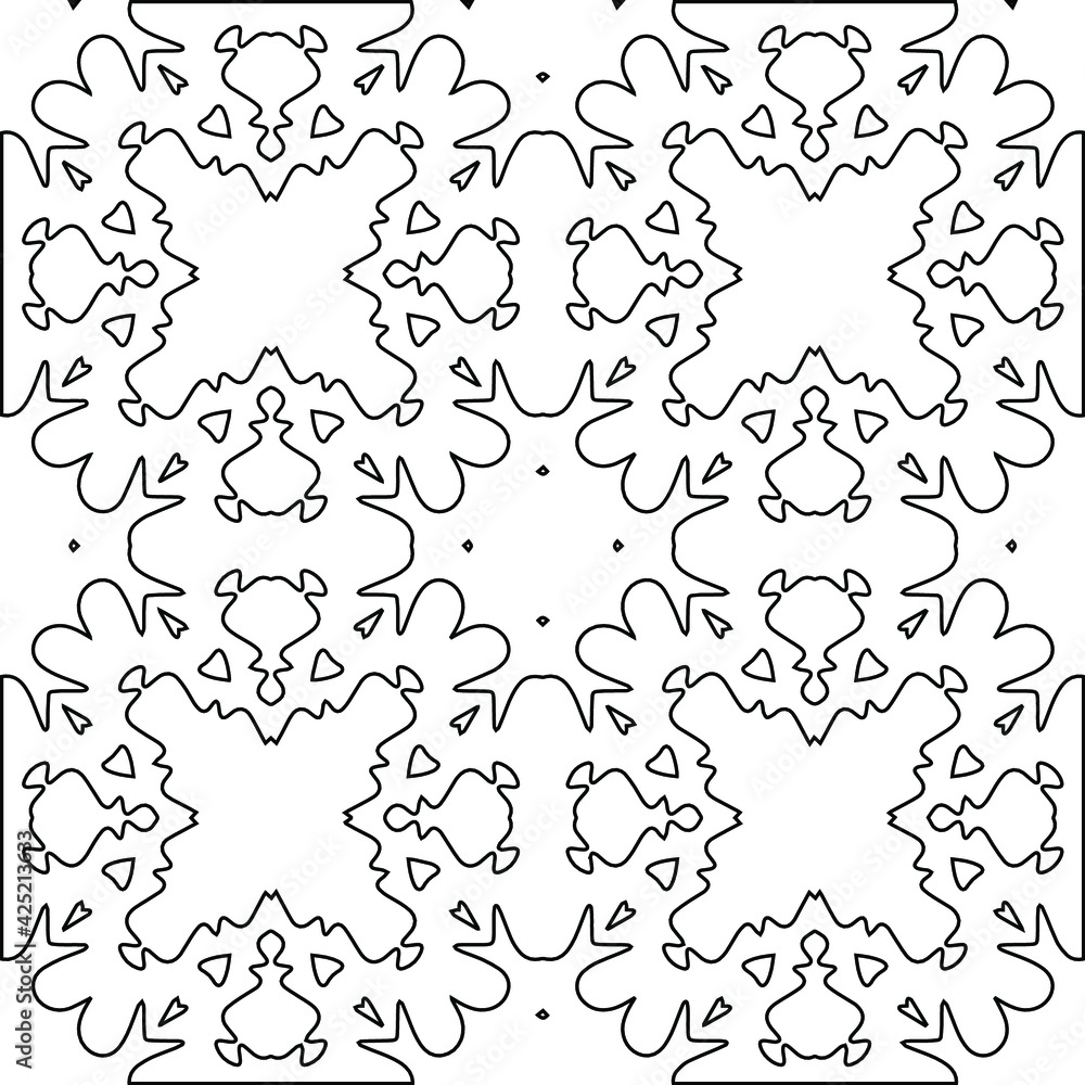 Obraz premium Geometric vector pattern with triangular elements. Seamless abstract ornament for wallpapers and backgrounds. Black and white colors.