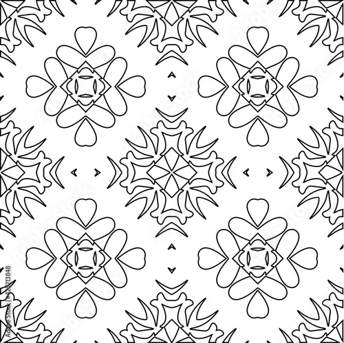 Geometric vector pattern with triangular elements. Seamless abstract ornament for wallpapers and backgrounds. Black and white colors. 