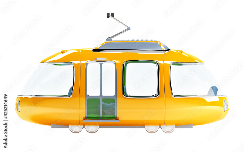 blue cartoon tram one wagon side view blue cartoon tram one wagon side view
