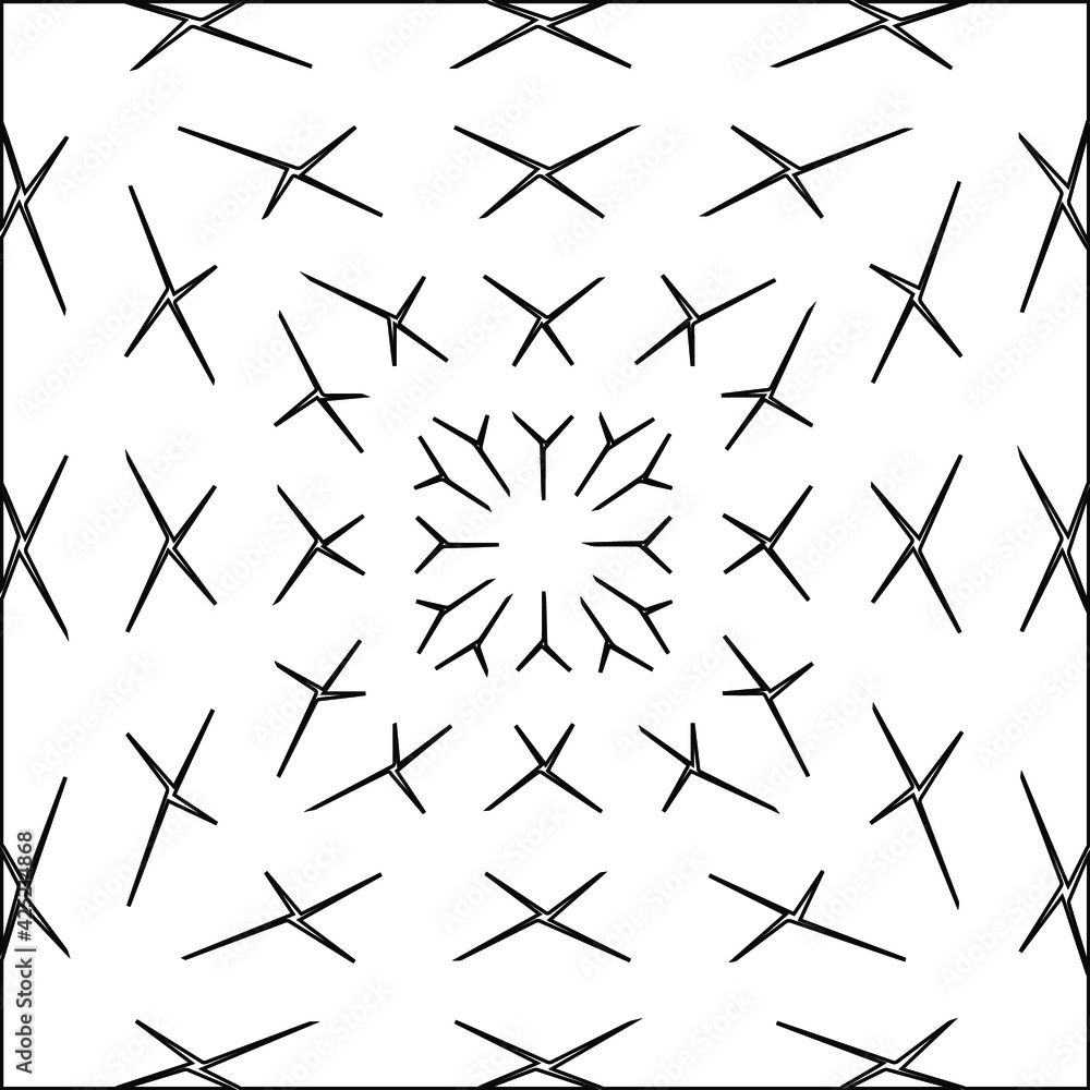 Fototapeta premium Geometric vector pattern with triangular elements. Seamless abstract ornament for wallpapers and backgrounds. Black and white colors.