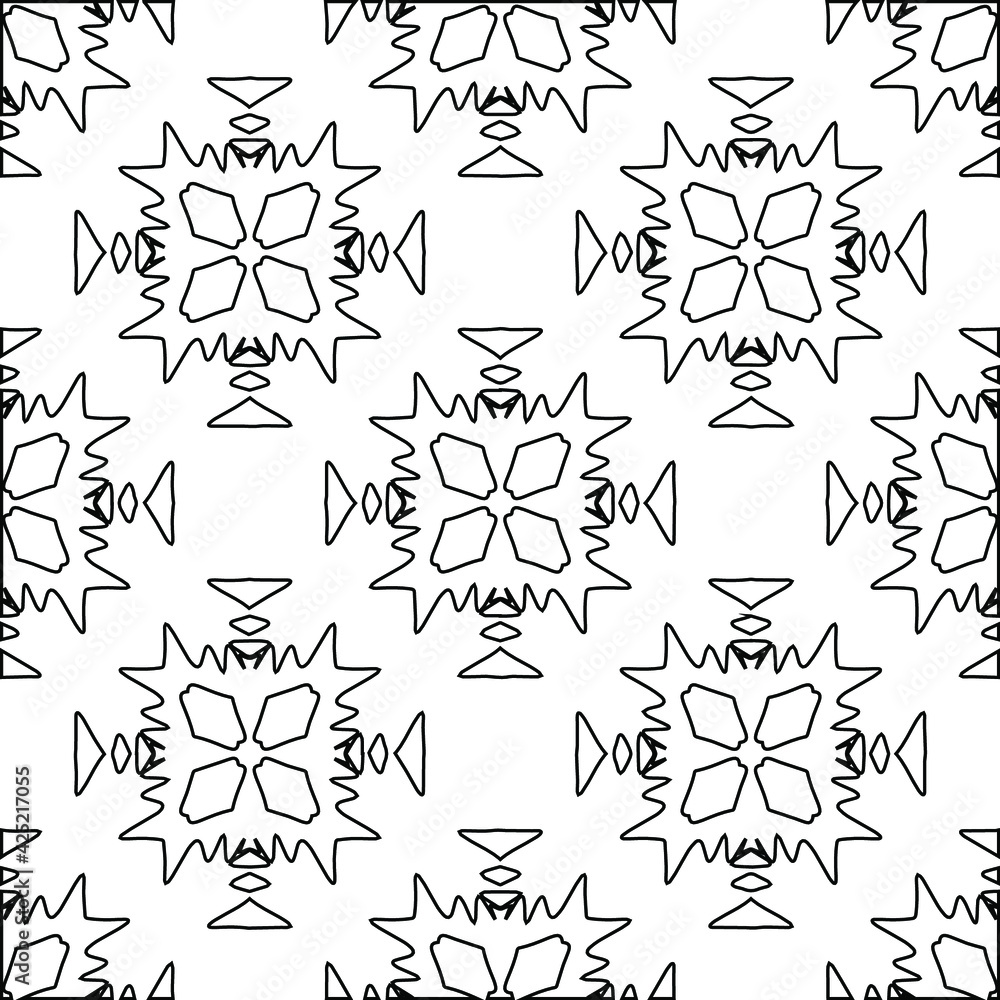 Fototapeta premium Geometric vector pattern with triangular elements. Seamless abstract ornament for wallpapers and backgrounds. Black and white colors.