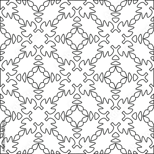  Geometric vector pattern with triangular elements. Seamless abstract ornament for wallpapers and backgrounds. Black and white colors.