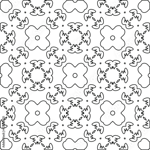  Geometric vector pattern with triangular elements. Seamless abstract ornament for wallpapers and backgrounds. Black and white colors. 