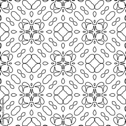  Geometric vector pattern with triangular elements. Seamless abstract ornament for wallpapers and backgrounds. Black and white colors. 