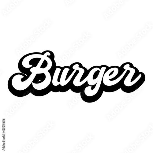 Logotipo con texto manuscrito Burger escrito a mano con sombra en color negro