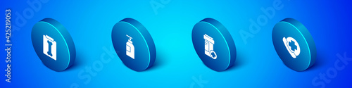 Set Isometric X-ray shots, Medicine bottle, Emergency phone call to hospital and Hand sanitizer icon. Vector