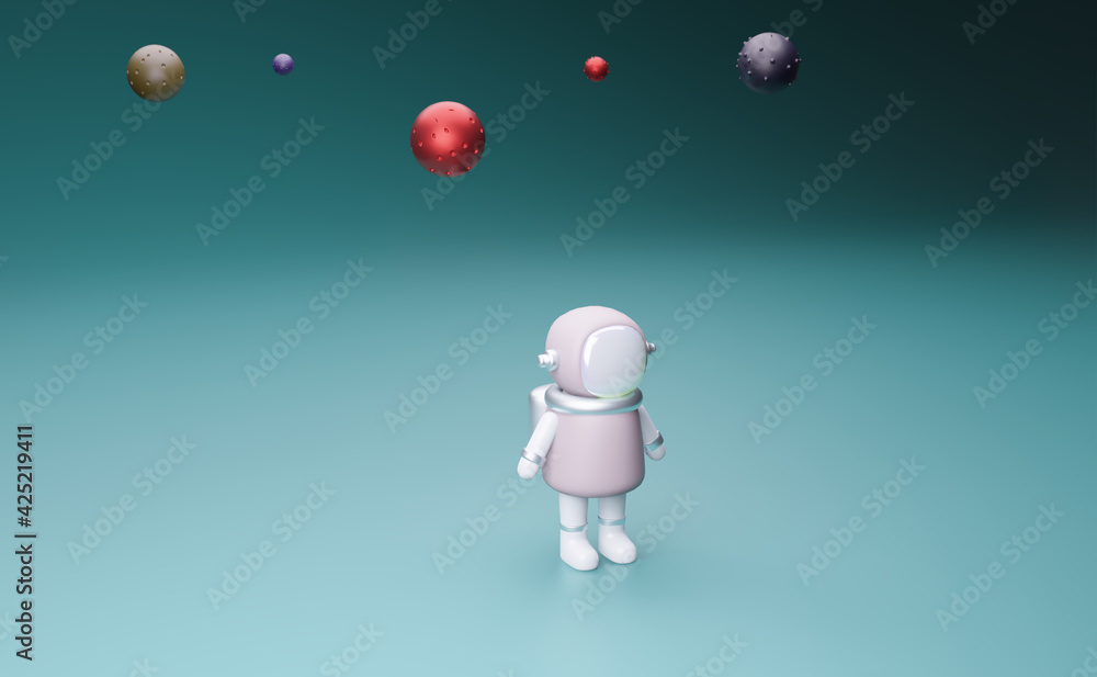 3d render. Astronaut exploring outer space. 3d rendering.