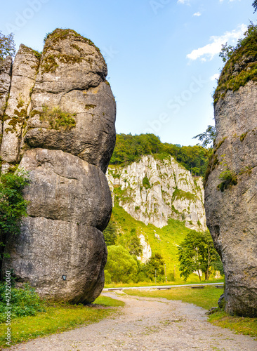 Cracow Gate - Brama Krakowska - Jurassic limestone rock gate formation in Pradnik creek valley of Cracow-Czestochowa upland in Ojcow in Lesser Poland
