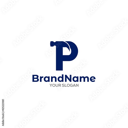 P Hammer Logo Design Vector