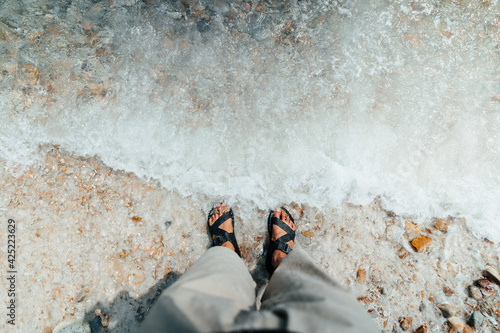 beautiful soft wave clear blue transparency sea ocean water and rocks at the bottom of the tropical paradise beach coast summer sea view at koh kham Samae SanIsland, Sattahip, Chonburi, Thailand